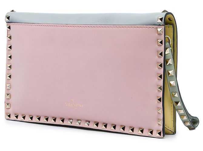 Pochette da polso Valentino Rockstud in nappa blu effetto acquerello Blu chiaro - vista 2
