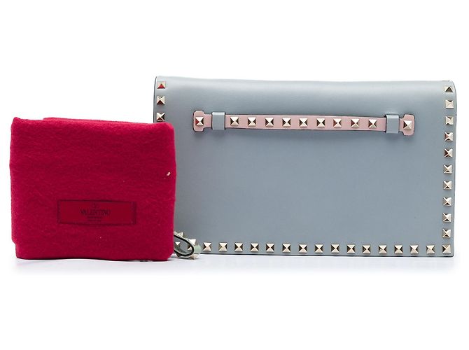 Pochette da polso Valentino Rockstud in nappa blu effetto acquerello Blu chiaro - vista 7