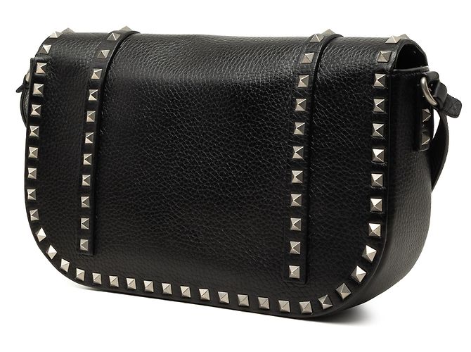 Valentino Rockstud Messenger-Tasche aus schwarzem Leder - Ansicht 2