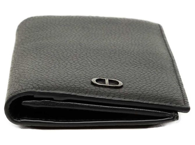 Autre Marque Cartera larga bifold Dior de piel de becerro granulada negra CD Icon Negro - vista 3