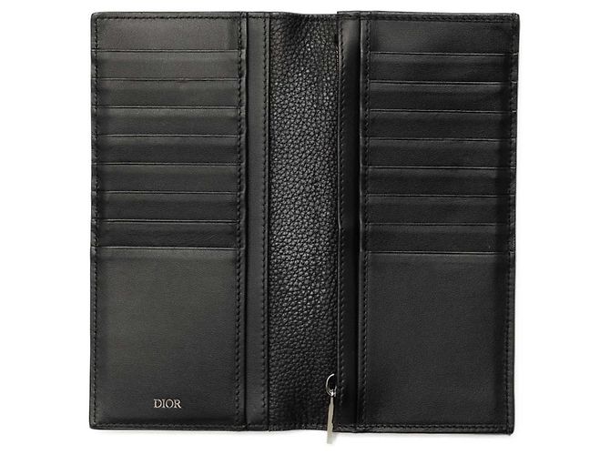 Autre Marque Cartera larga bifold Dior de piel de becerro granulada negra CD Icon Negro - vista 6