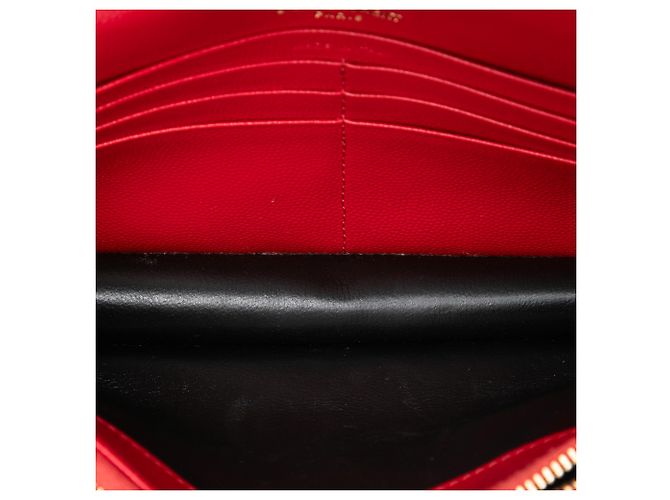 Autre Marque Portafoglio a busta con catena Saint Laurent Red Grain De Poudre Chevron Monogram Rosso - vista 4