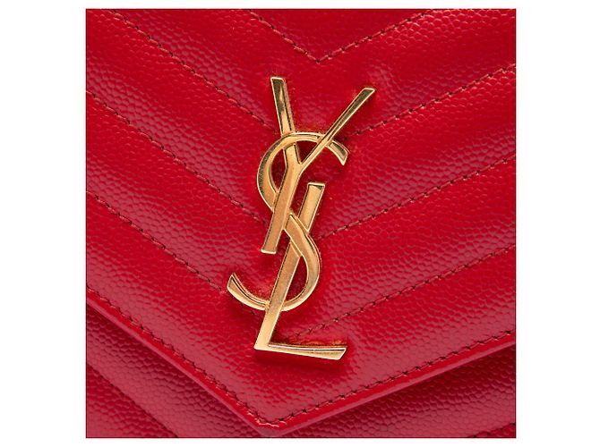 Autre Marque Portafoglio a busta con catena Saint Laurent Red Grain De Poudre Chevron Monogram Rosso - vista 5