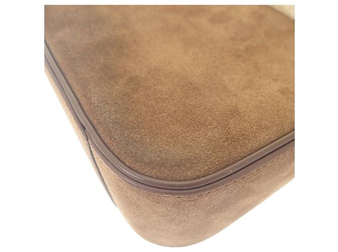 Autre Marque Saint Laurent Le 5 a 7 in camoscio marrone con rifiniture in shearling - vista 11