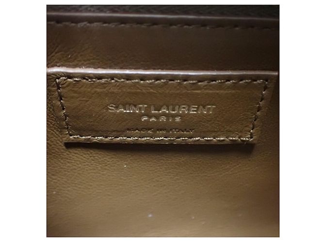 Autre Marque Saint Laurent Le 5 a 7 in camoscio marrone con rifiniture in shearling - vista 5