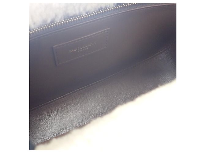 Autre Marque Saint Laurent Le 5 a 7 in camoscio marrone con rifiniture in shearling - vista 7