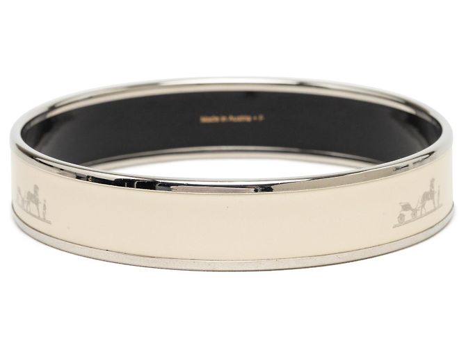 Hermès Caleche Enamel Wide White Armreif 70 Weiß Roh - Ansicht 3
