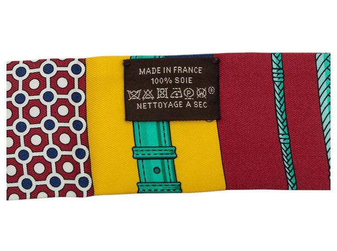 Twilly Hermès Red Clic Clac Modern Cannage in seta Rosso - vista 3