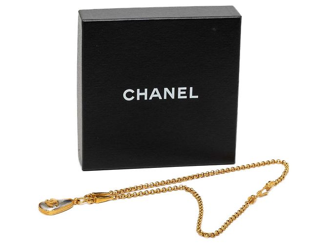 Collana Chanel Gold CC con pendente a goccia placcato oro D'oro - vista 7