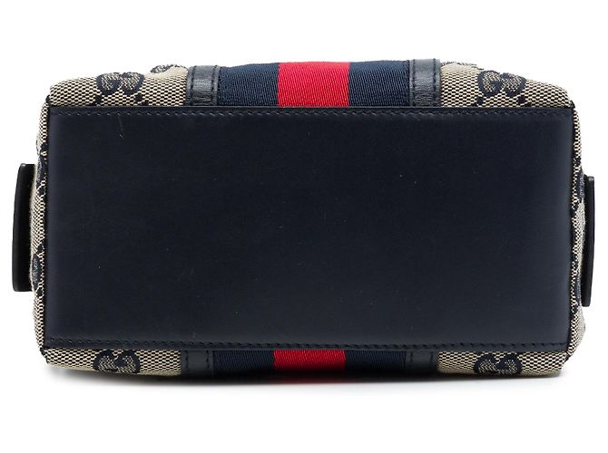 Pouch Gucci in tela GG beige con banda Web - vista 3