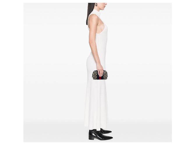 Pouch Gucci in tela GG beige con banda Web - vista 6