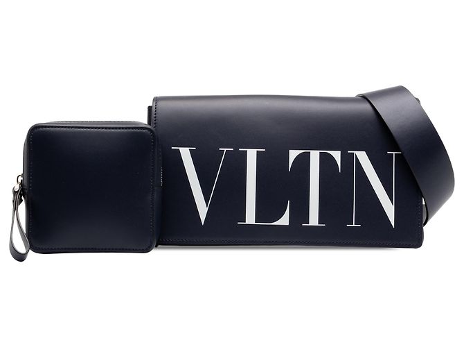 Borsa a tracolla con patta VLTN in pelle nera Valentino Nero - vista 7