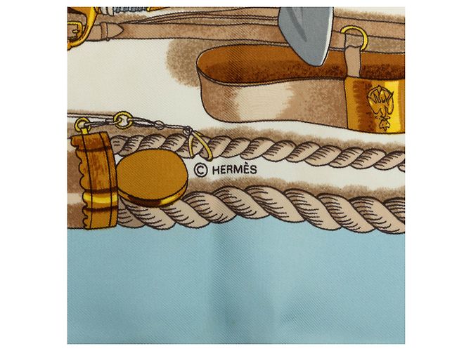 Hermès White Musee Seidentuch 90 Weiß - Ansicht 6
