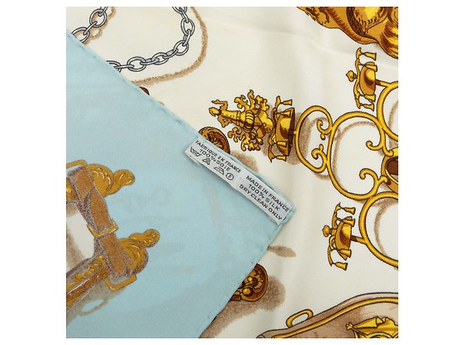 Hermès White Musee Seidentuch 90 Weiß - Ansicht 8