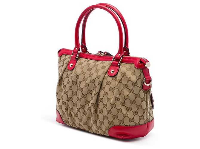 Borsa Satchel Gucci Beige GG Canvas Sukey - vista 2