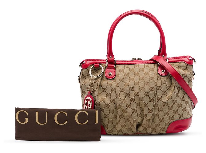 Borsa Satchel Gucci Beige GG Canvas Sukey - vista 7