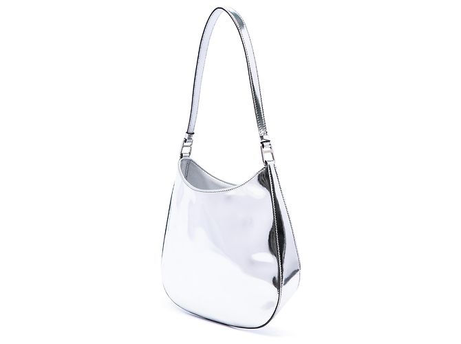 Borsa a tracolla Cleo Prada in pelle spazzolata argento - vista 2