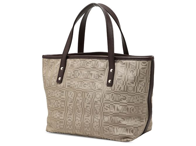 Salvatore Ferragamo Ferragamo Beige Logo Canvas Gancini Tote - Ansicht 2
