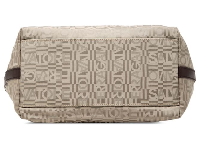 Salvatore Ferragamo Ferragamo Beige Logo Canvas Gancini Tote - Ansicht 3