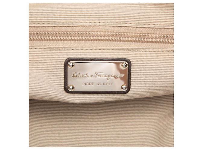Salvatore Ferragamo Ferragamo Beige Logo Canvas Gancini Tote - Ansicht 5