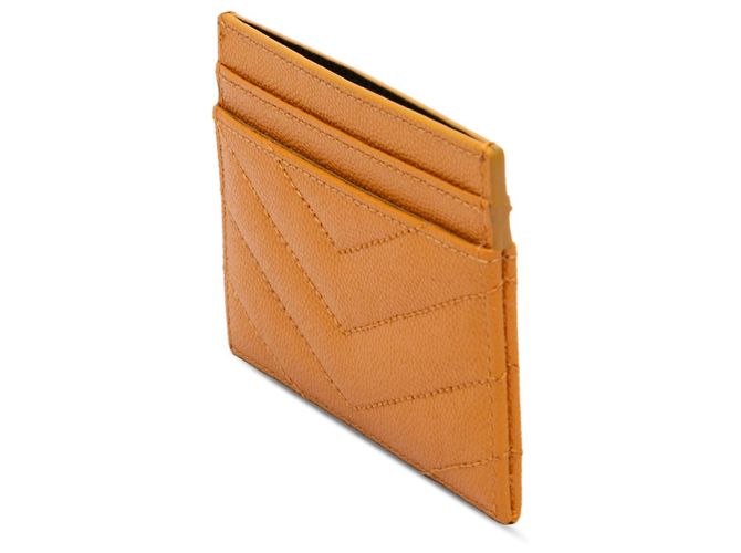 Autre Marque Tarjetero Saint Laurent Yellow Chevron Grain de Poudre Cassandre Amarillo Mostaza - vista 2