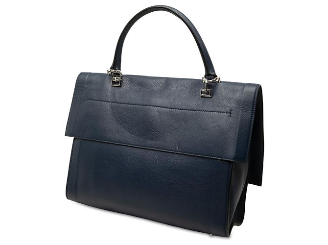 Borsa Satchel Givenchy Blue Small in pelle di vitello grana grossa con chiusura Shark Blu navy - vista 2