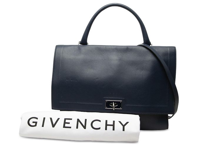 Borsa Satchel Givenchy Blue Small in pelle di vitello grana grossa con chiusura Shark Blu navy - vista 7