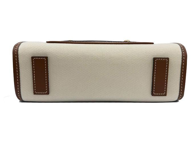Mini tote Burberry Freya in tela marrone Beige - vista 3