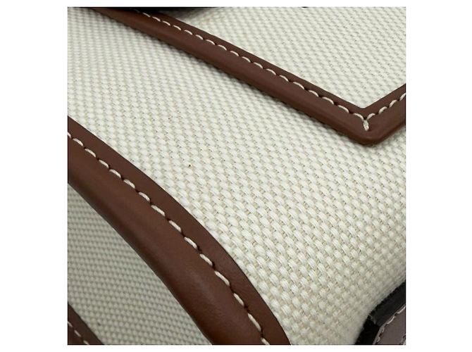 Mini tote Burberry Freya in tela marrone Beige - vista 7
