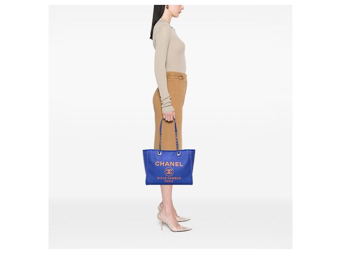 Chanel Blue Small Canvas Deauville Tote Blau - Ansicht 6