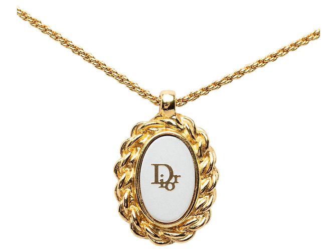 Collana Dior Gold con pendente ovale in resina con logo placcato oro D'oro - vista 2