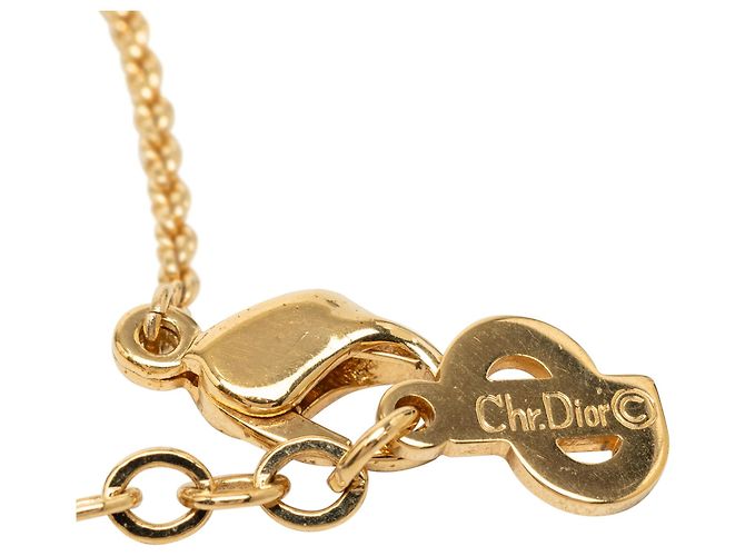 Collana Dior Gold con pendente ovale in resina con logo placcato oro D'oro - vista 4
