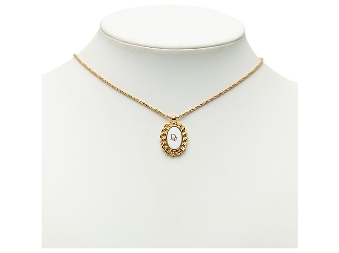 Collana Dior Gold con pendente ovale in resina con logo placcato oro D'oro - vista 6
