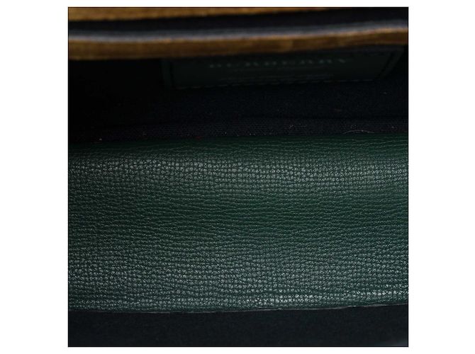 Sac bandoulière Derby Macken Burberry en cuir vert et toile House Check, petit modèle Vert foncé - vue 4