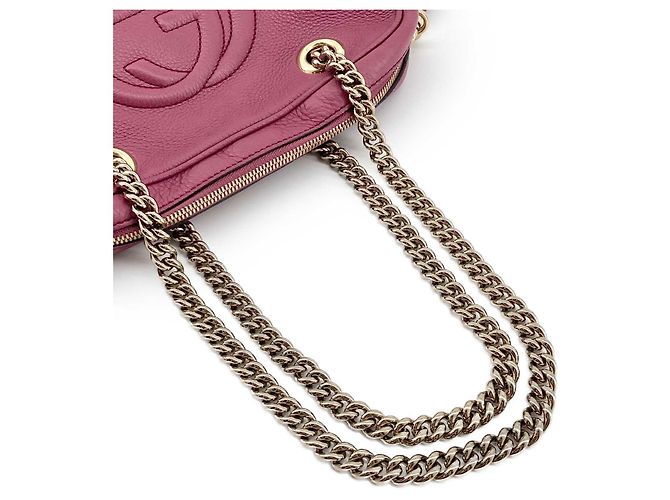Borsa a tracolla Gucci Soho con catena e zip in pelle di vitello viola Porpora - vista 17