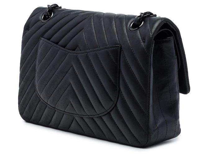 Chanel Black Medium Classic Chevron Lambskin So Black Double Flap Schwarz - Ansicht 2