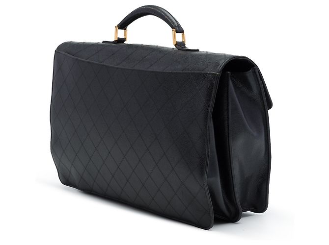 Borsetta Chanel in caviale matelassé nero con serratura a combinazione - vista 2