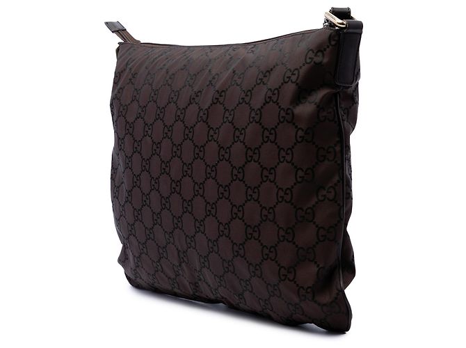 Borsa a tracolla Gucci in nylon GG marrone Marrone scuro - vista 2