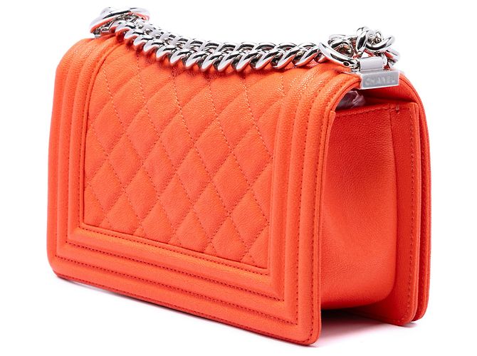 Chanel Orange Small Quilted Caviar Boy Flap Arancione - vista 2