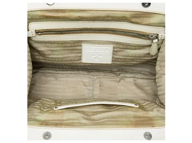 Sac à épaule Prada en raphia beige - vue 4