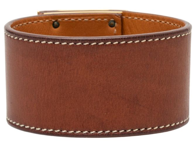 Bracciale Kelly Dog Hermès in pelle Barenia marrone e placcato oro - vista 3