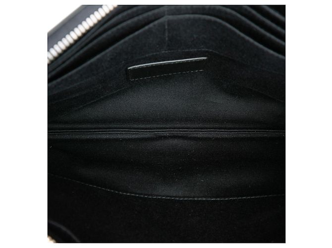 Autre Marque Clutch con zip Saint Laurent in pelle di vitello nera con stemma ricamato Nero - vista 4