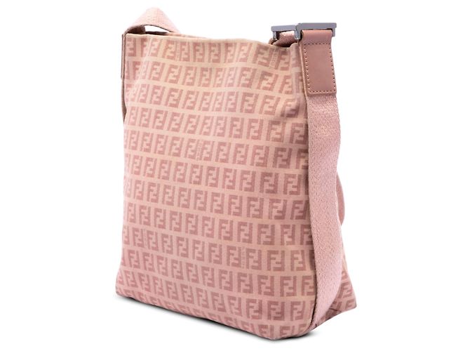 Borsa a tracolla Fendi in tela Zucchino rosa - vista 2