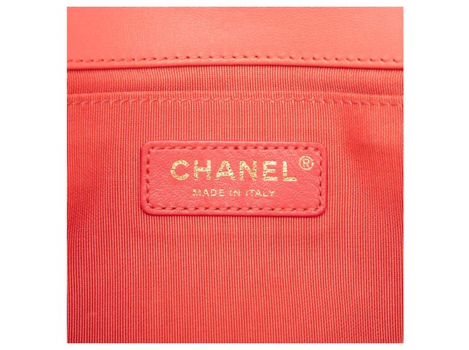 Chanel Pink Old Medium Stitched Lambskin and Tweed Boy Flap Rosa - vista 5