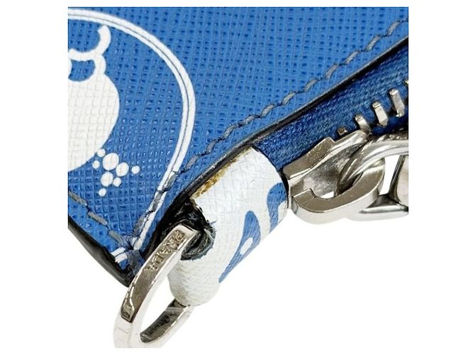 Bolsa de ombro Prada em couro Saffiano Branco Azul - vista 10