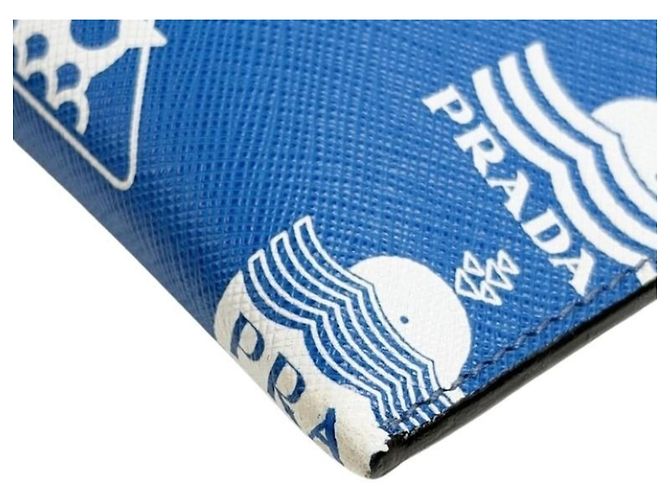 Bolsa de ombro Prada em couro Saffiano Branco Azul - vista 4