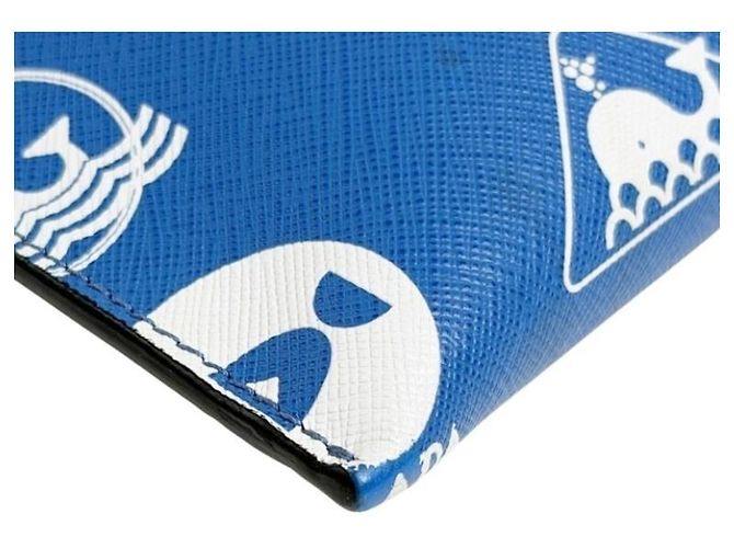 Bolsa de ombro Prada em couro Saffiano Branco Azul - vista 5