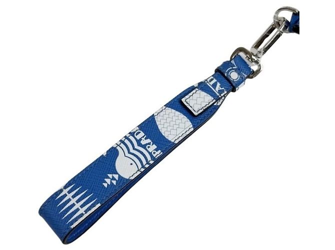 Bolsa de ombro Prada em couro Saffiano Branco Azul - vista 7