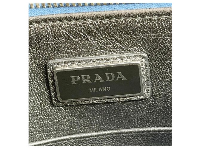 Bolsa de ombro Prada em couro Saffiano Branco Azul - vista 9