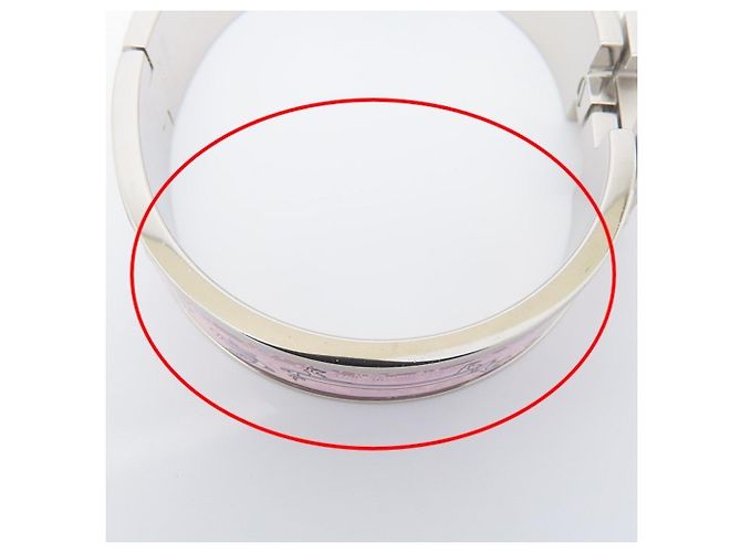Hermès Hermes Click H Pink Bangle Silvery - view 12